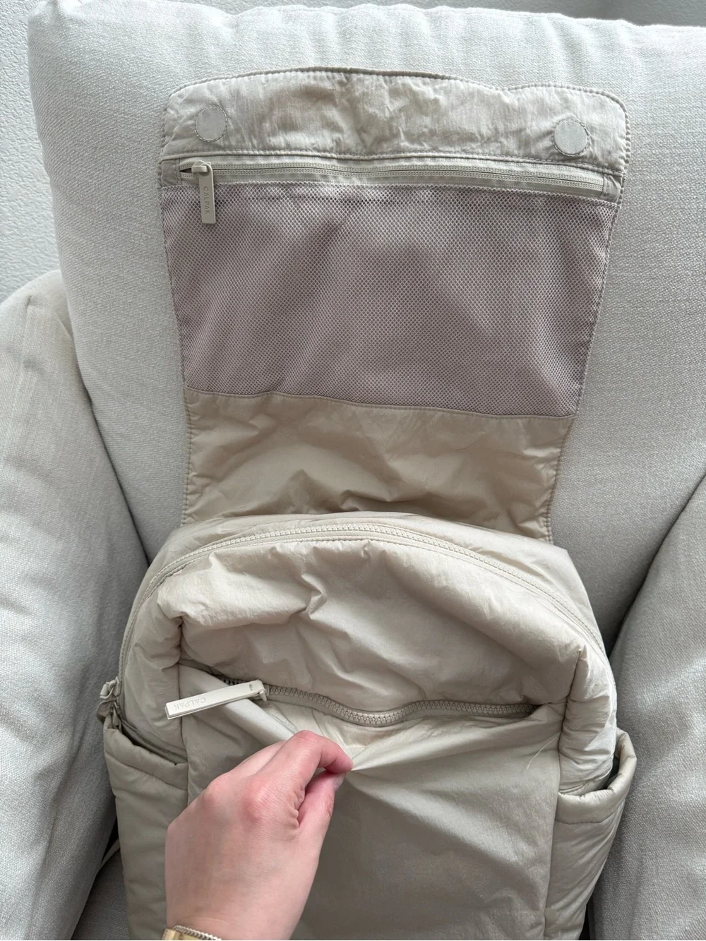 Calpak Diaper Backpack with Laptop Sleeve in Oatmeal